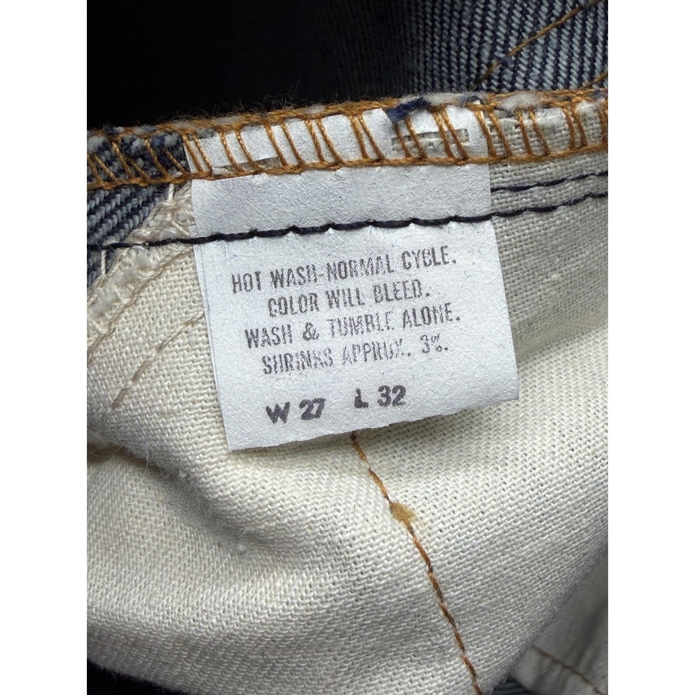 Vintage Levis‎ Bell Bottom Jeans Mens 27x32 Dark Wash Denim Student Made USA 70s - Picture 15 of 16